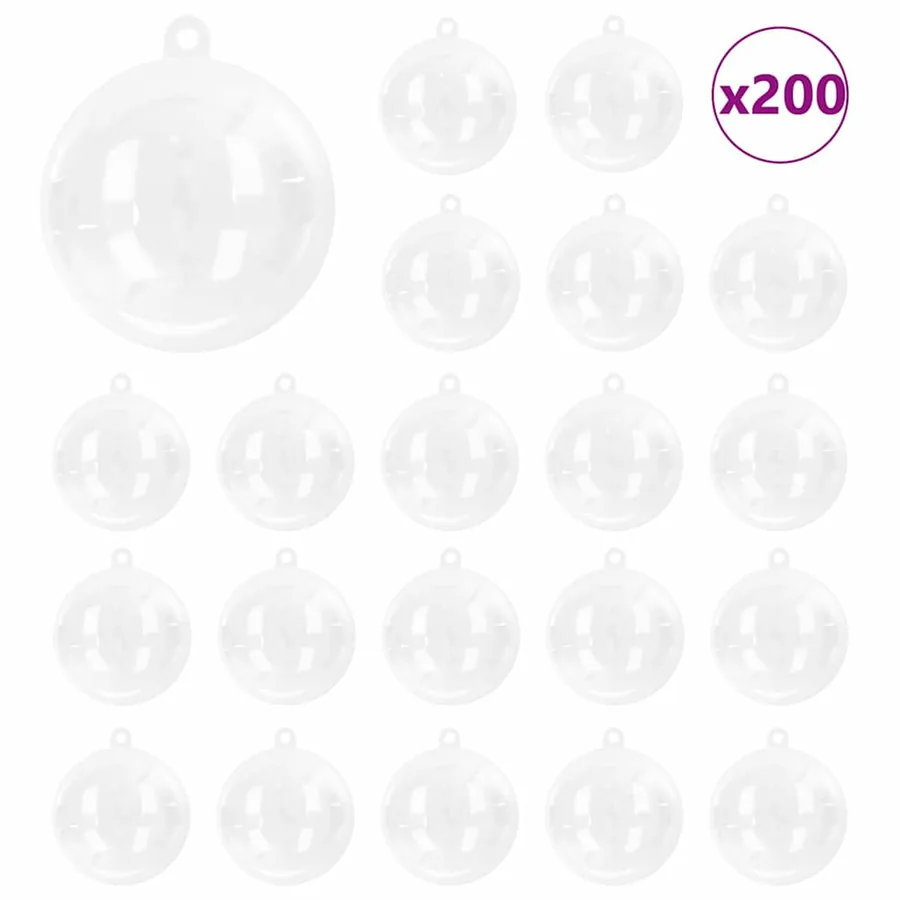 Ensemble de Boules de Noël 200 pcs Transparent Ø 5 cm - 2