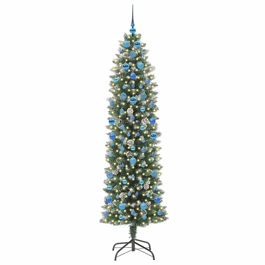Arbre de Noël artificiel slim avec 300 LED Vert et blanc 210 cm - 3
