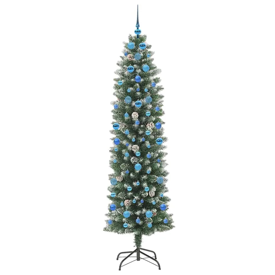 Arbre de Noël artificiel slim avec 300 LED Vert et blanc 210 cm - 4