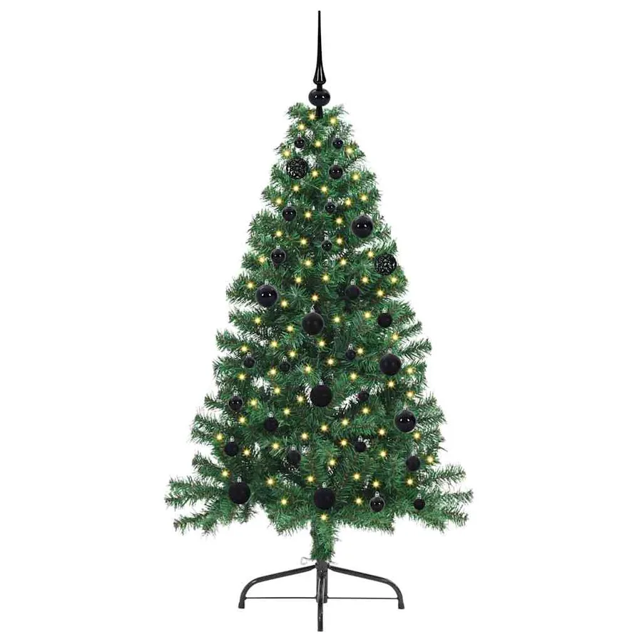 Sapin de Noël artificiel pré-éclairé Vert 150 cm PVC - 3