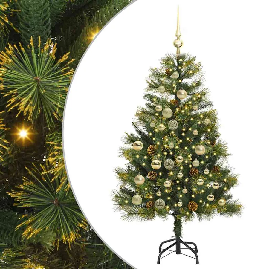 Sapin de Noël artificiel avec branches pliables et cônes 120 cm - 2