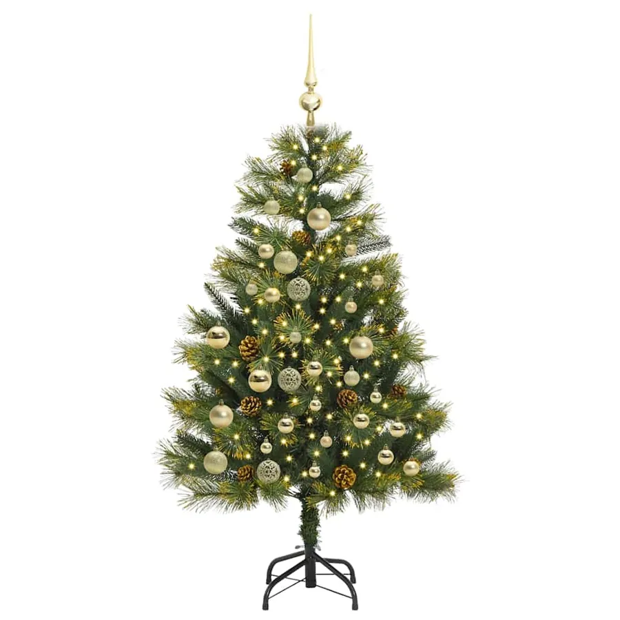 Sapin de Noël artificiel avec branches pliables et cônes 120 cm - 3