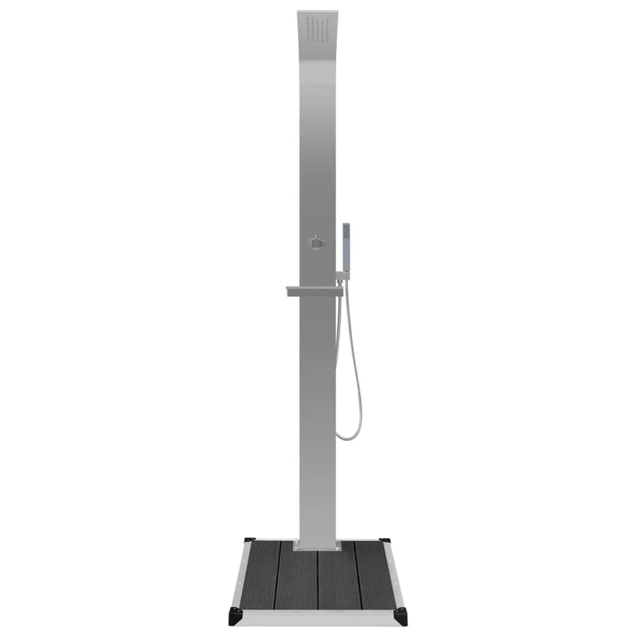 Douche d'extérieur avec receveur de douche WPC Acier inoxydable - 4