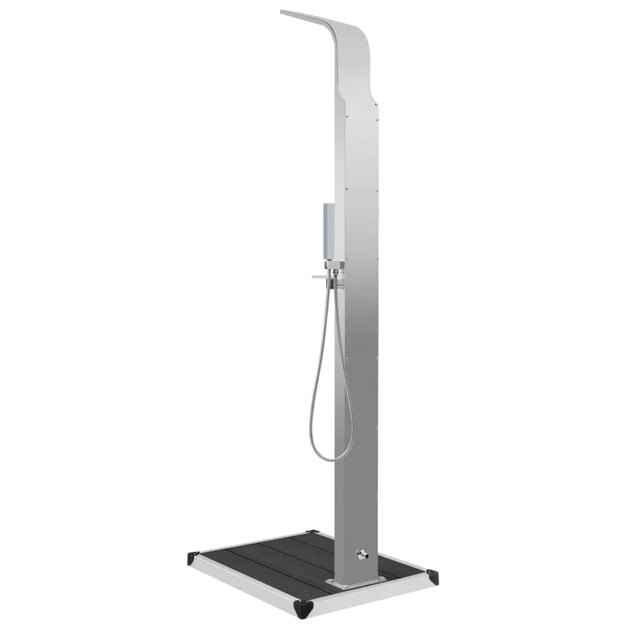 Douche d'extérieur avec receveur de douche WPC Acier inoxydable - 6