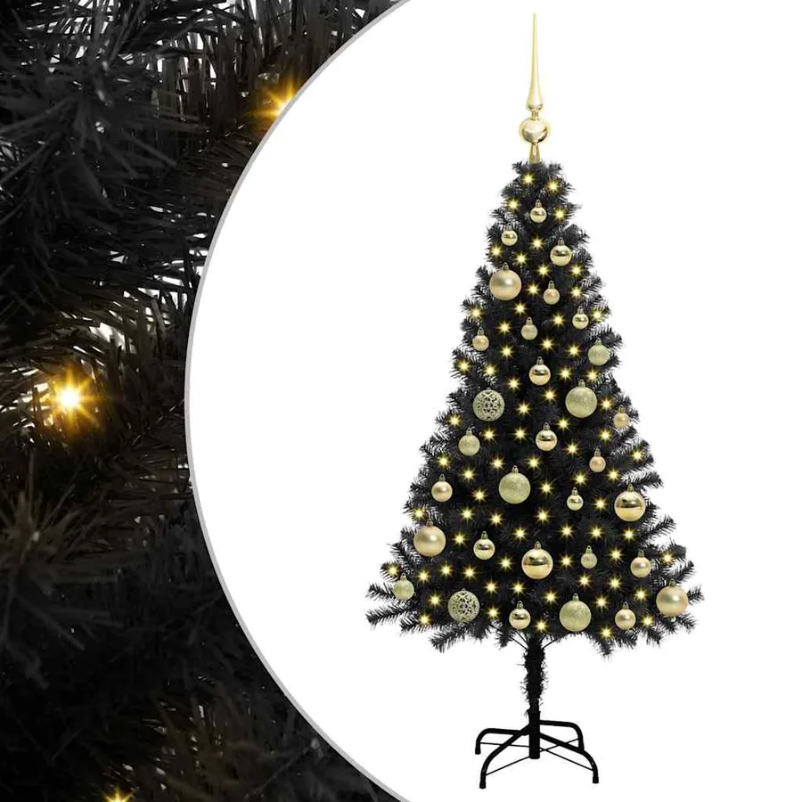 Sapin de Noël avec 150 LED avec support Noir 120 cm PVC - 2