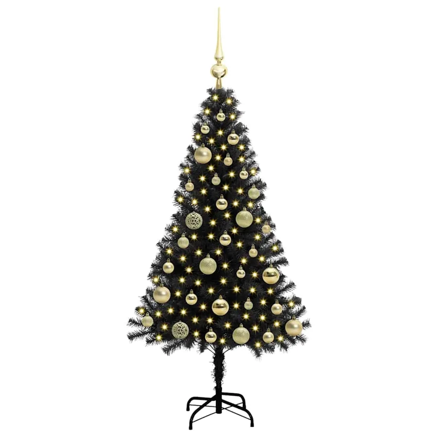 Sapin de Noël avec 150 LED avec support Noir 120 cm PVC - 3