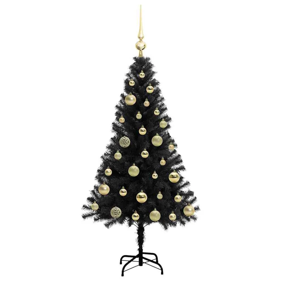 Sapin de Noël avec 150 LED avec support Noir 120 cm PVC - 4