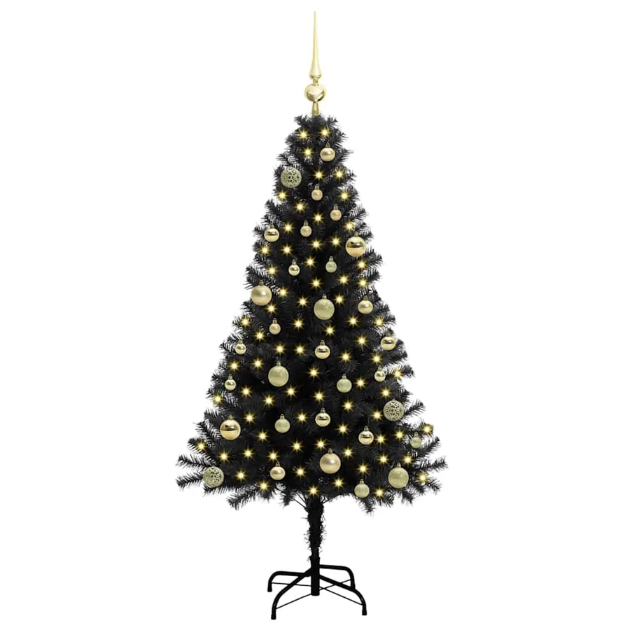 Sapin de Noël avec 150 LED avec support Noir 150 cm PVC - 3