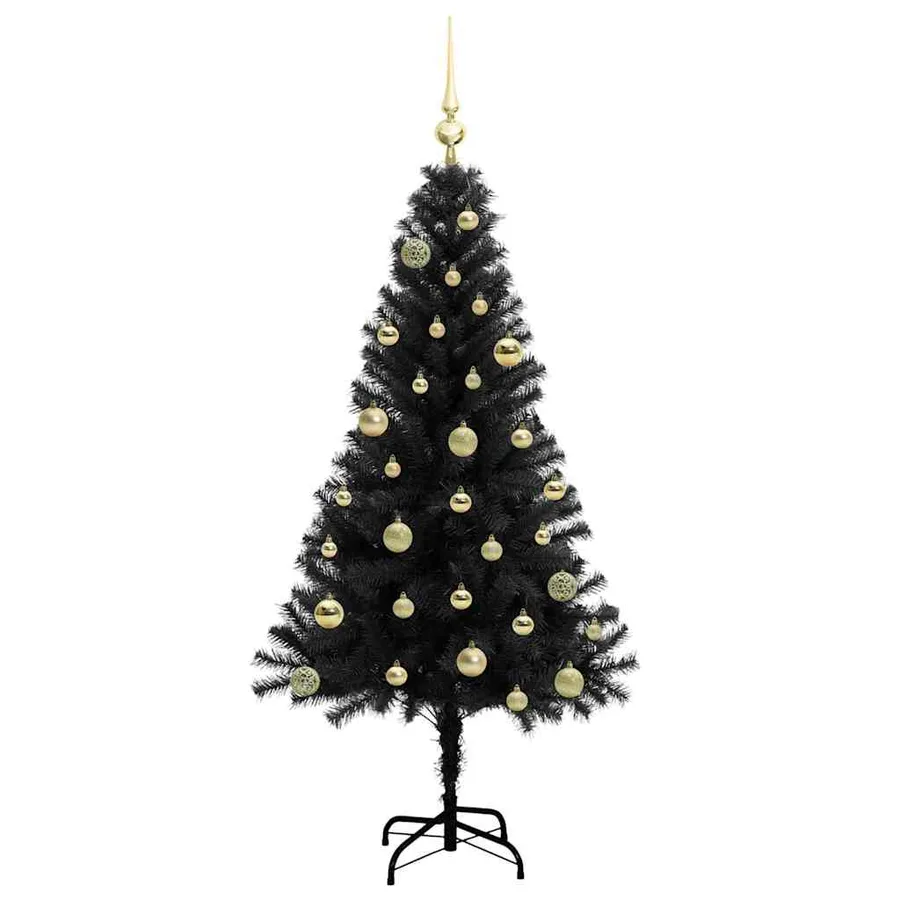Sapin de Noël avec 150 LED avec support Noir 150 cm PVC - 4