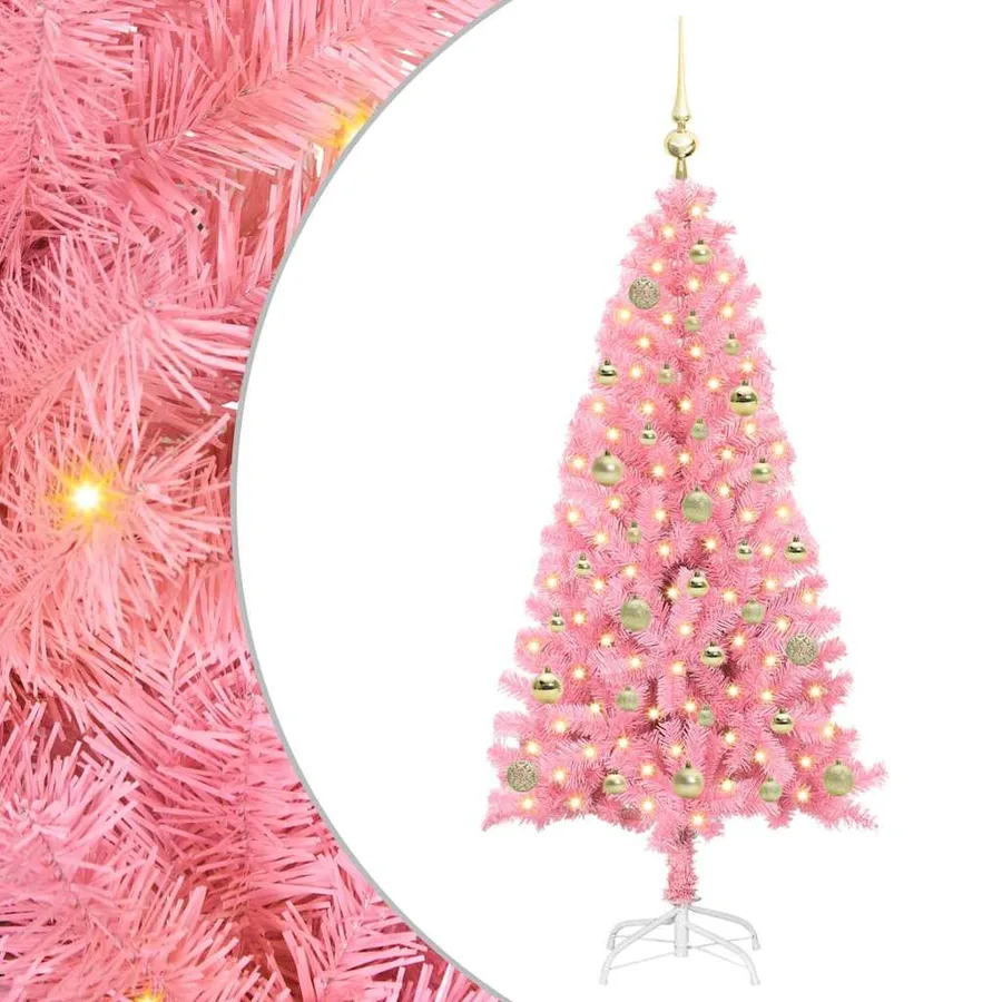Sapin de Noël avec 150 LED avec support Rose 150 cm PVC - 2