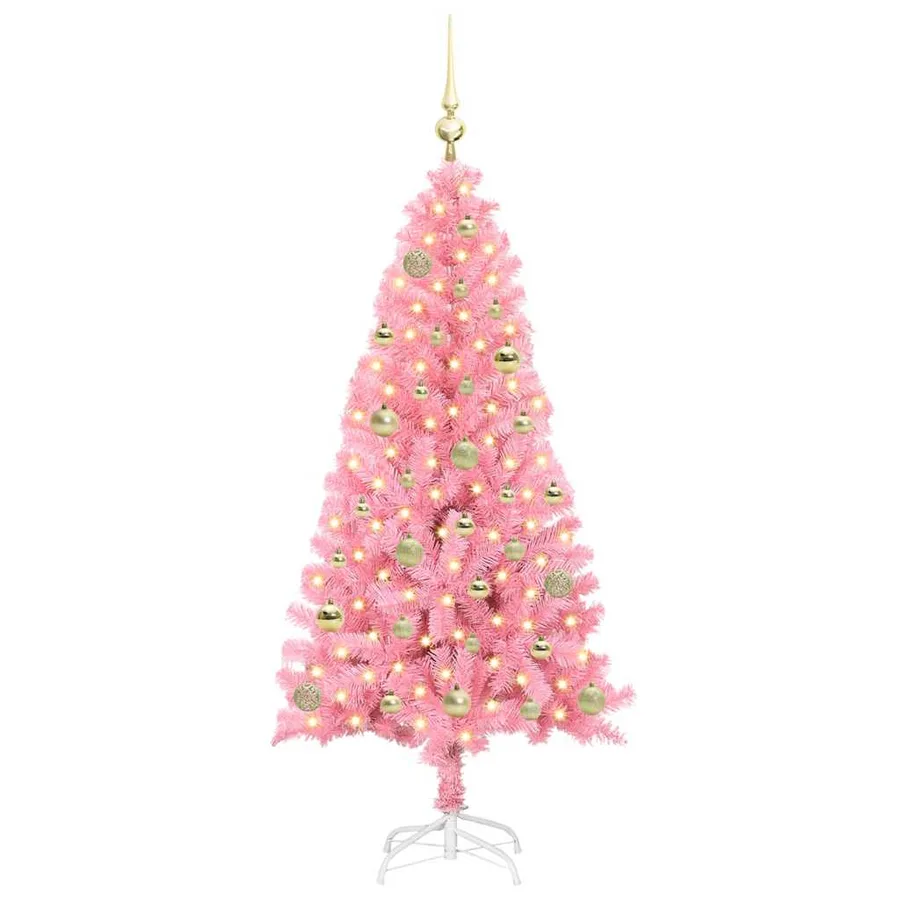 Sapin de Noël avec 150 LED avec support Rose 150 cm PVC - 3