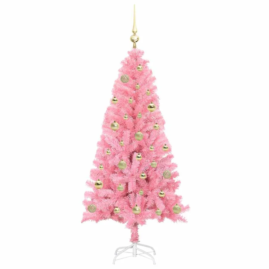 Sapin de Noël avec 150 LED avec support Rose 150 cm PVC - 4