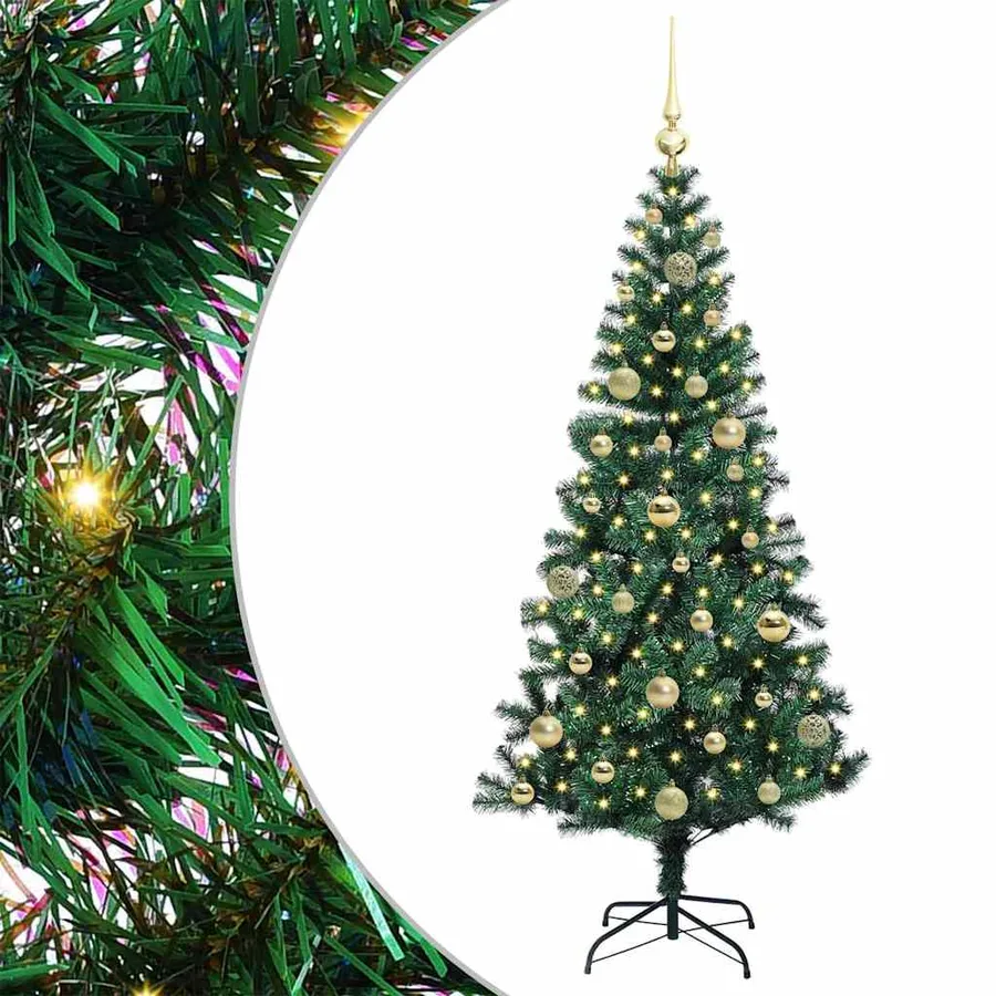 Sapin de Noël artificiel pré-éclairé Vert 150 cm PVC et métal - 2