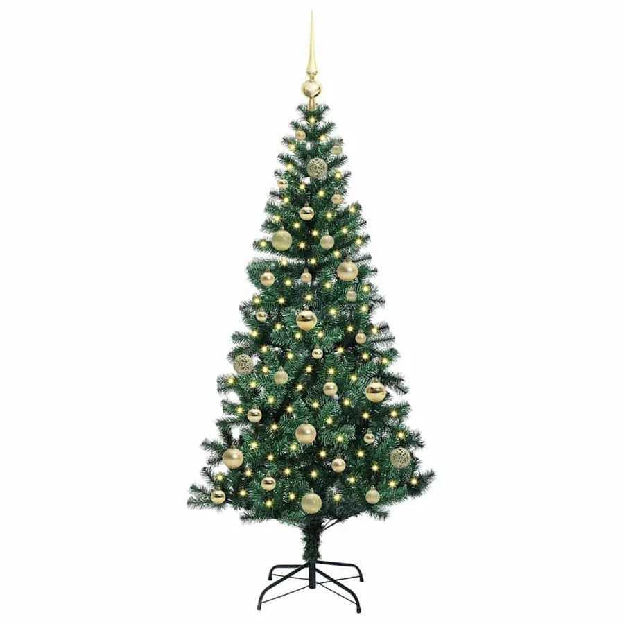 Sapin de Noël artificiel pré-éclairé Vert 150 cm PVC et métal - 3