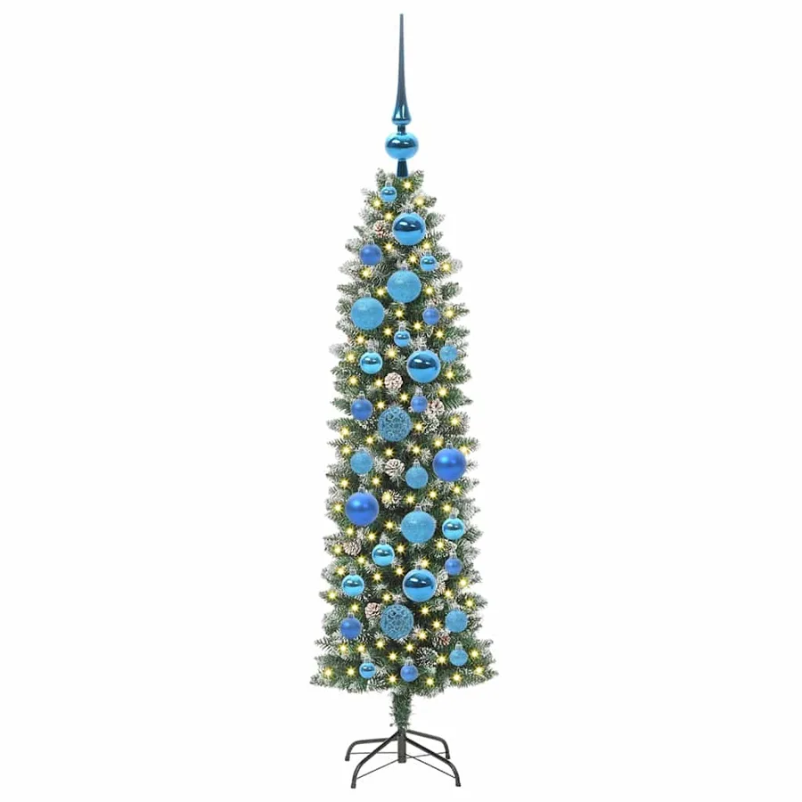 Arbre de Noël artificiel slim avec 150 LED Vert et blanc 120 cm - 3