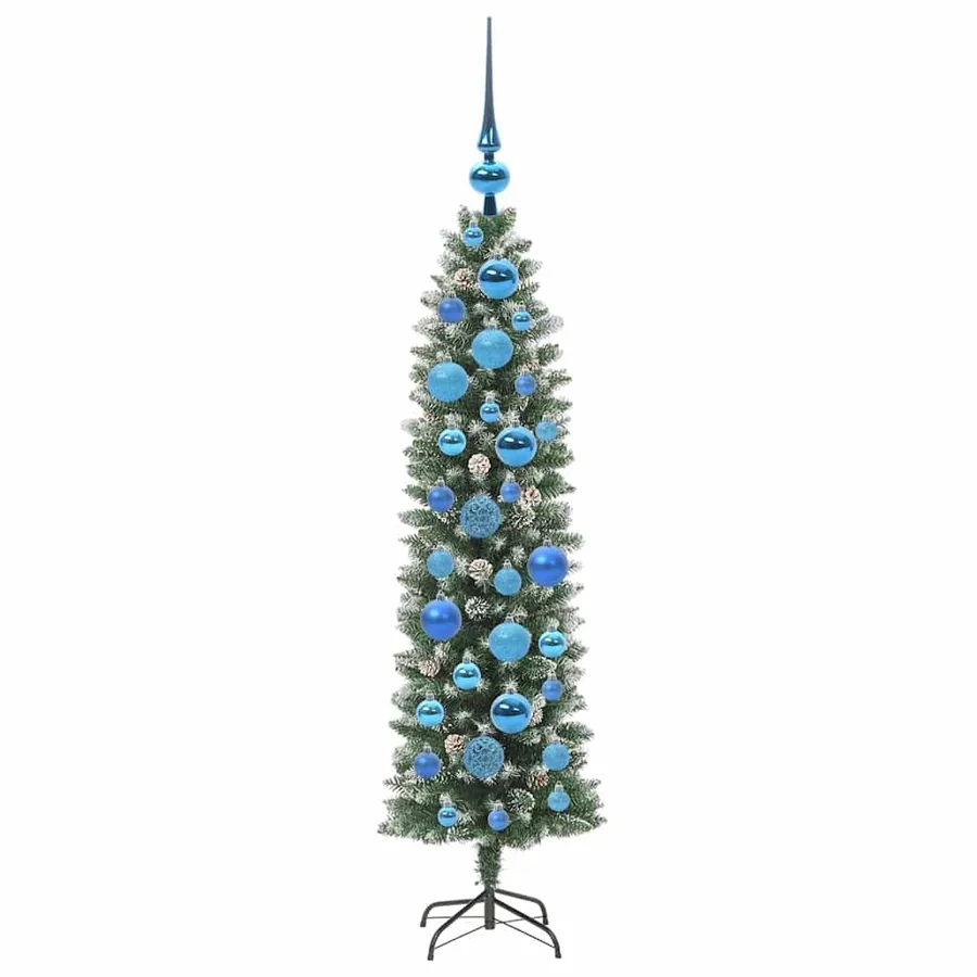Arbre de Noël artificiel slim avec 150 LED Vert et blanc 120 cm - 4