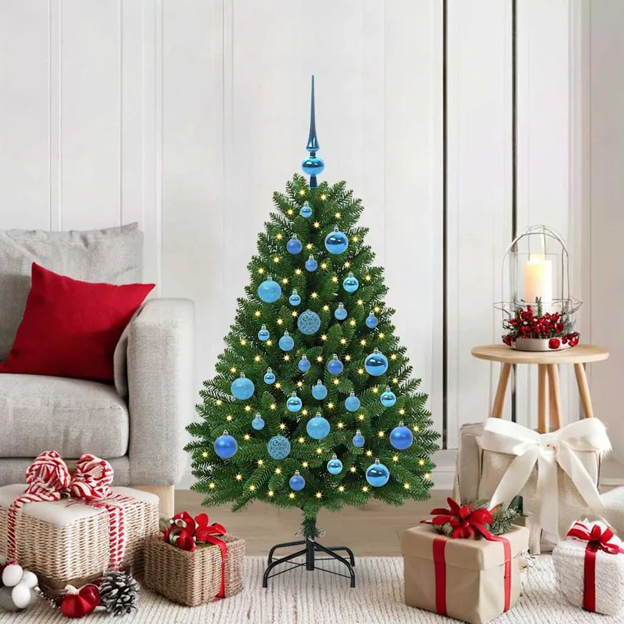 Sapin de Noël artificiel avec 150 LED Vert 120 cm PVC et métal