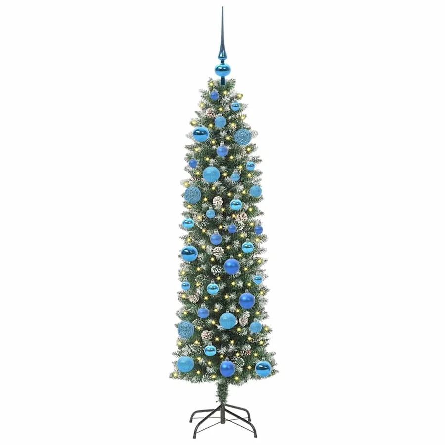 Arbre de Noël artificiel slim avec 150 LED Vert et blanc 150 cm - 3