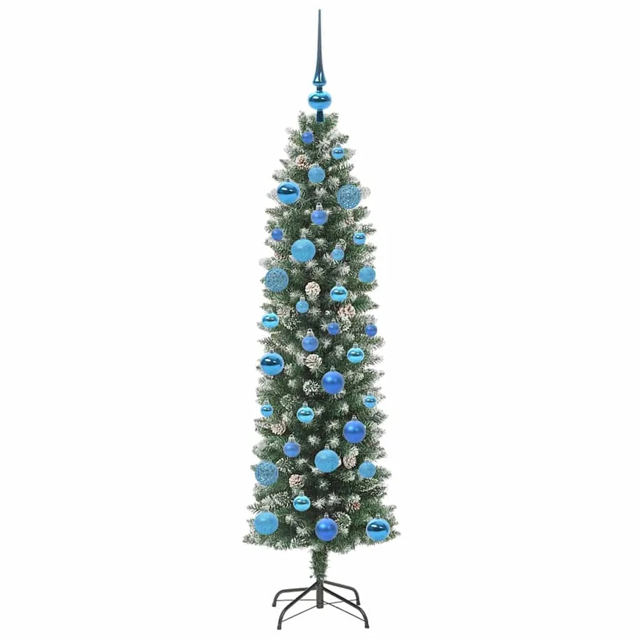 Arbre de Noël artificiel slim avec 150 LED Vert et blanc 150 cm - 4