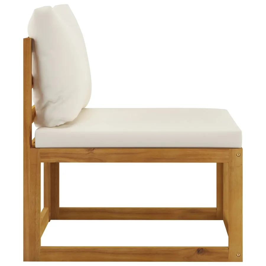 Salon de jardin 5 pcs avec coussin Crème Bois d'acacia solide - 13