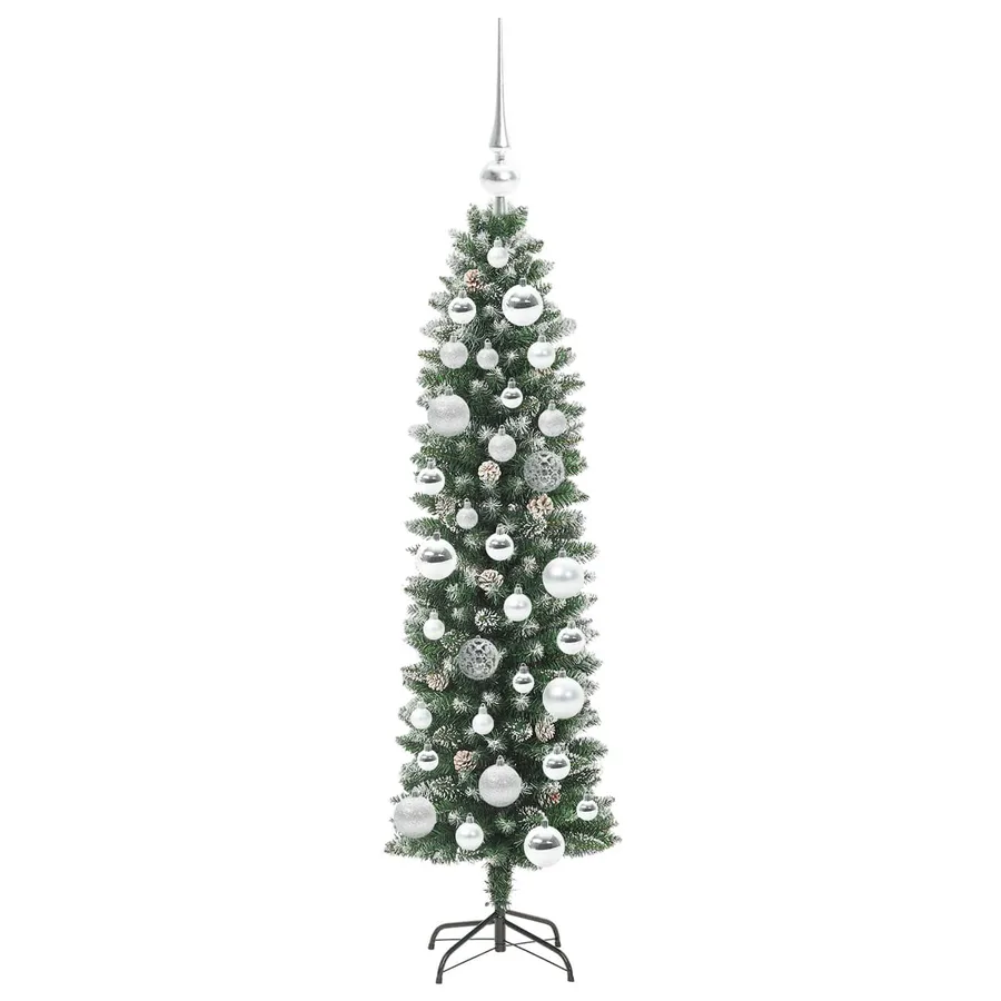 Arbre de Noël artificiel slim avec 150 LED Vert et blanc 120 cm - 4