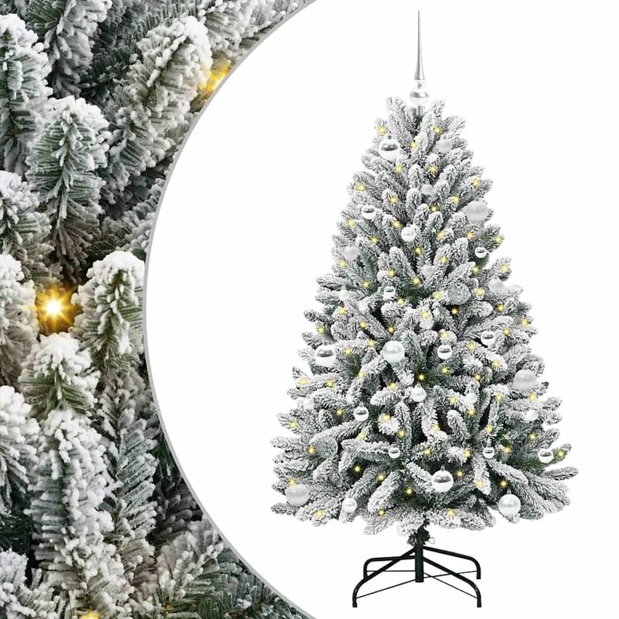 Sapin de Noël artificiel Vert et blanc 150 cm PVC et métal - 2