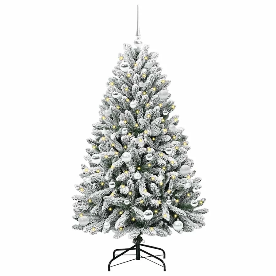 Sapin de Noël artificiel Vert et blanc 150 cm PVC et métal - 3