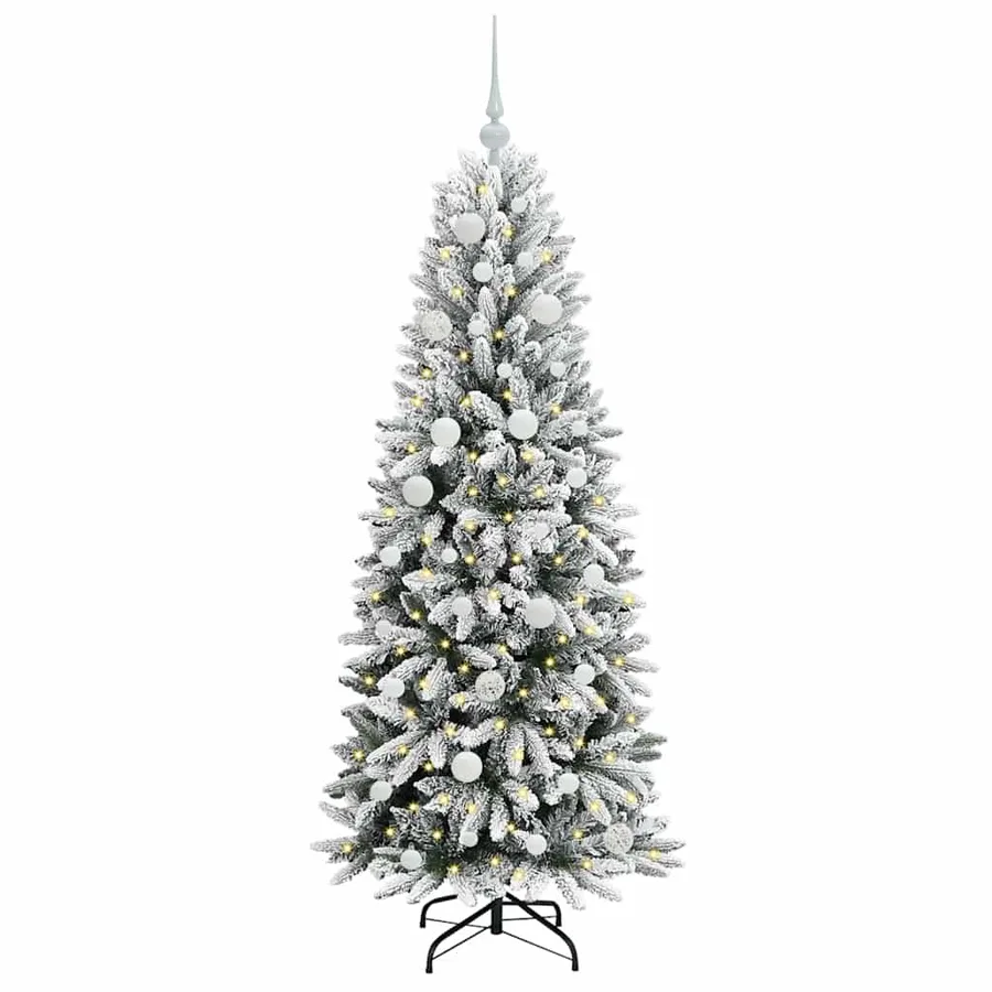 Sapin de Noël artificiel avec 150 LED avec support Blanc 150 cm - 3