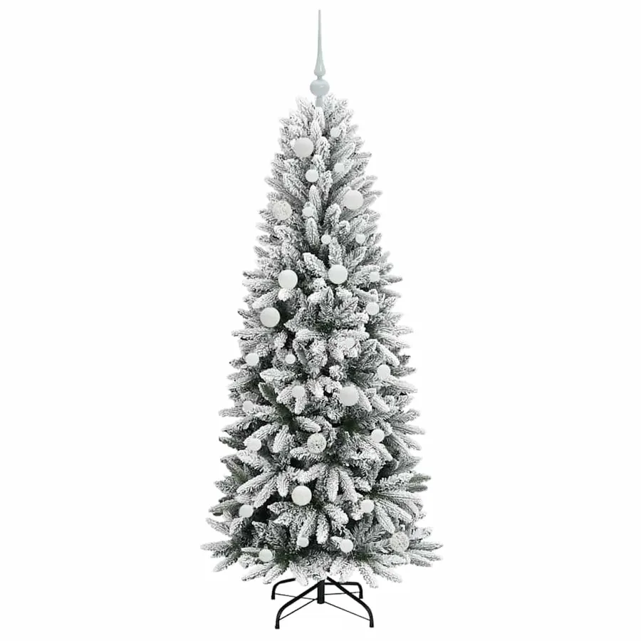 Sapin de Noël artificiel avec 150 LED avec support Blanc 150 cm - 4