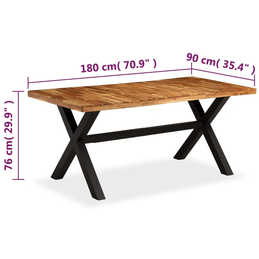 Table à manger Bois d'acacia massif et manguier 180x90x76 cm - 12