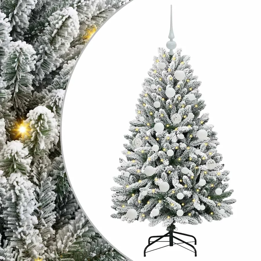 Sapin de Noël artificiel Vert et blanc 120 cm PVC et métal - 2