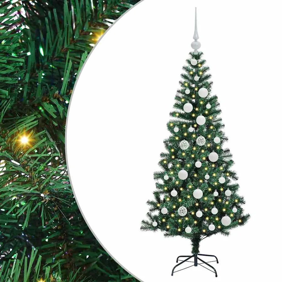 Sapin de Noël artificiel pré-éclairé Vert 120 cm PVC et métal - 2
