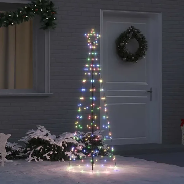 Arbre de Noël LED avec piquets au sol Multicolore 250 cm Fer