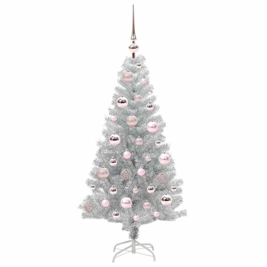 Sapin de Noël avec 150 LED avec support Argent 120 cm PET - 4