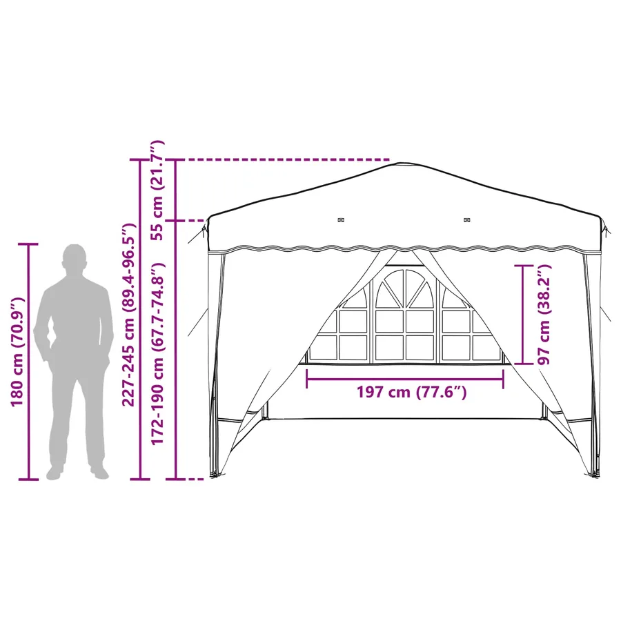 Tente de fête pop-up 288 x 288 x 245 cm Bordeaux Tissu Oxford - 20