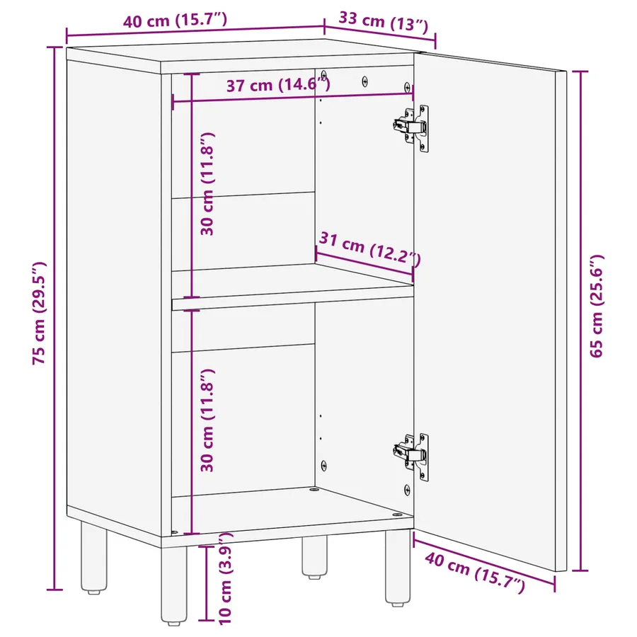 Buffet avec stockage Finition Lavage Blanc 40 x 33 x 75 cm - 11