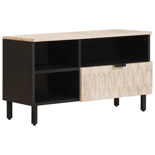 Meuble TV avec tiroir Finition Lavage Blanc 80 x 33 x 46 cm