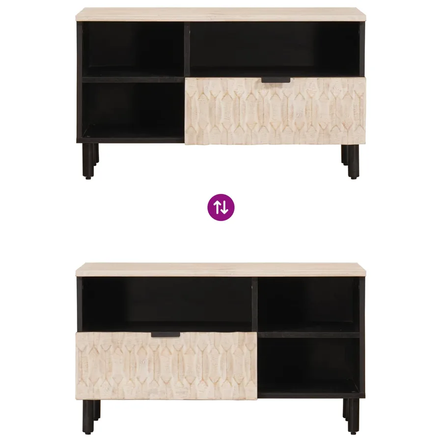 Meuble TV avec tiroir Finition Lavage Blanc 80 x 33 x 46 cm - 10