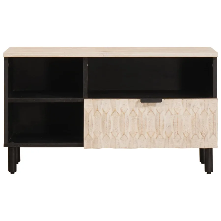 Meuble TV avec tiroir Finition Lavage Blanc 80 x 33 x 46 cm - 3