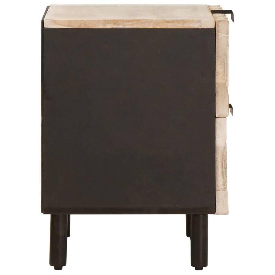 Cabinet de chevet Blanc 40 x 33 x 46 cm Bois de mangue massif - 4