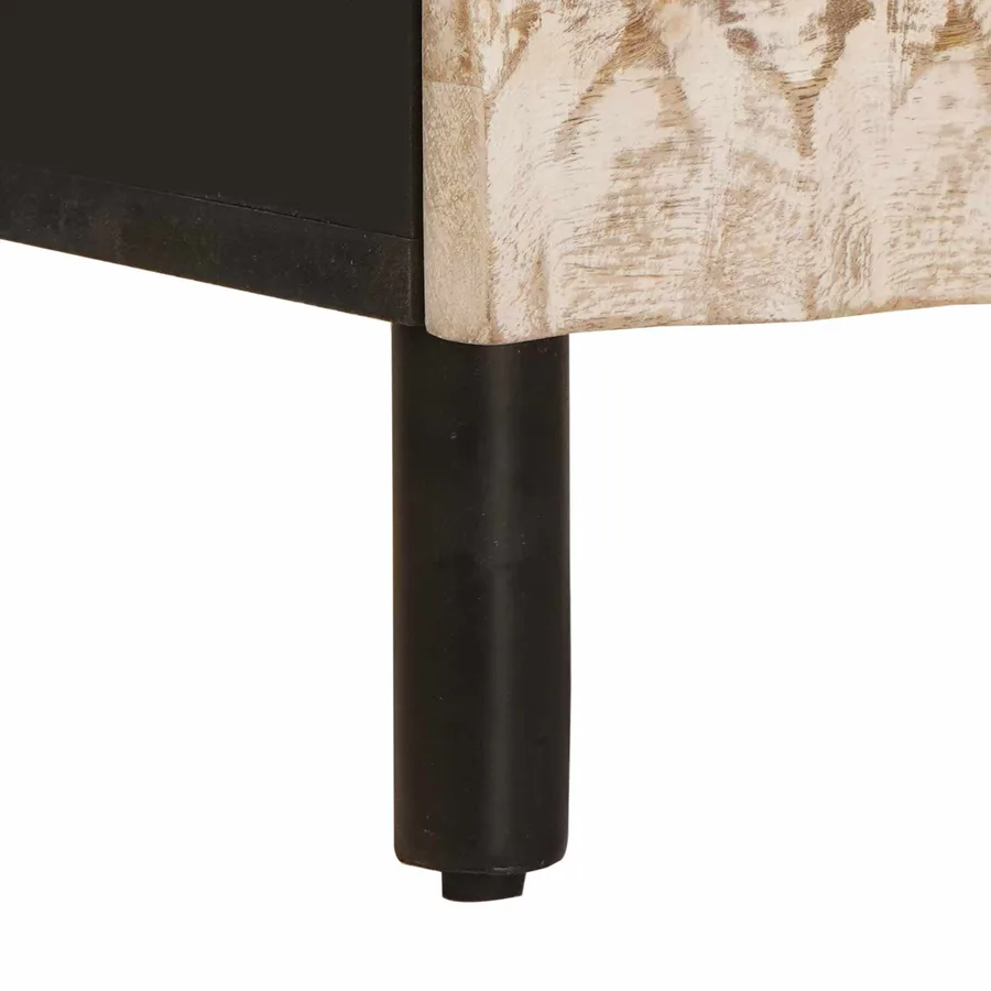 Cabinet de chevet Blanc 40 x 33 x 46 cm Bois de mangue massif - 8