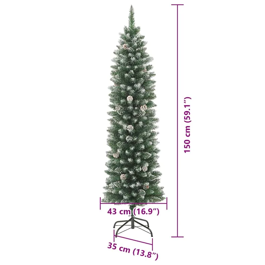 Arbre de Noël artificiel slim avec 150 LED Vert et blanc 150 cm - 16