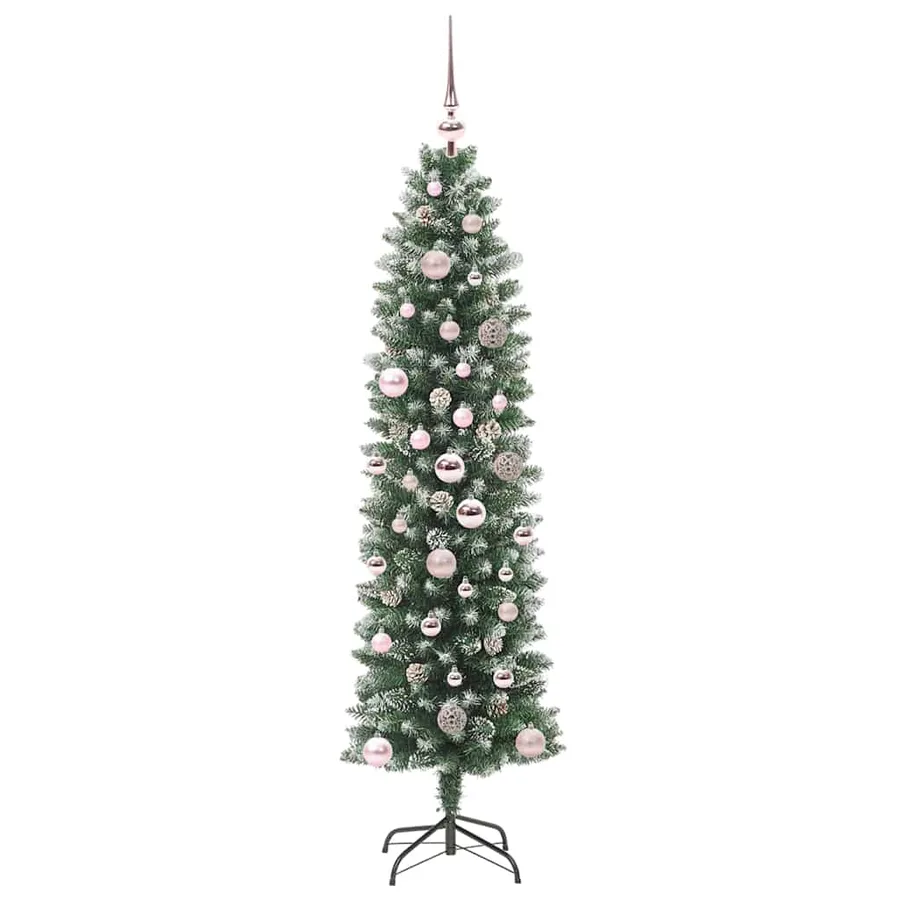 Arbre de Noël artificiel slim avec 150 LED Vert et blanc 150 cm - 4
