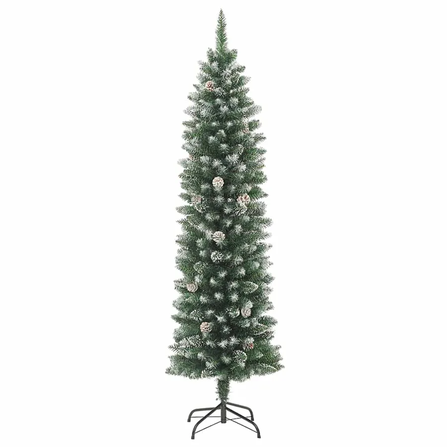 Arbre de Noël artificiel slim avec 150 LED Vert et blanc 150 cm - 5