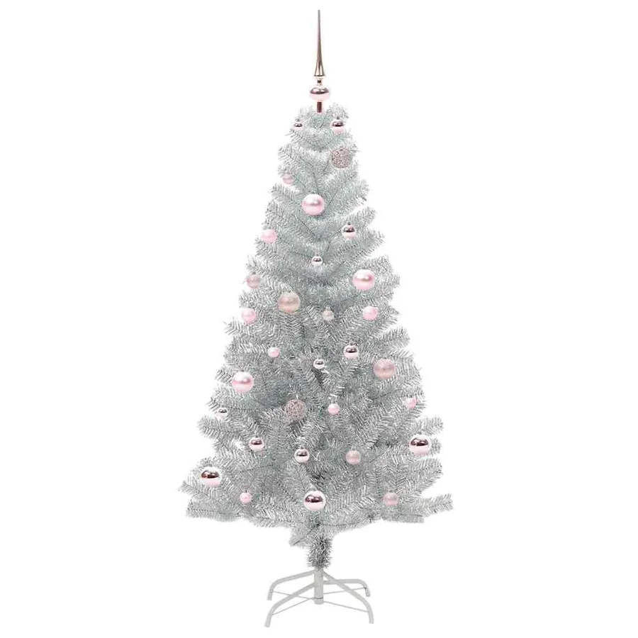 Sapin de Noël avec 150 LED avec support Argent 150 cm PET - 3