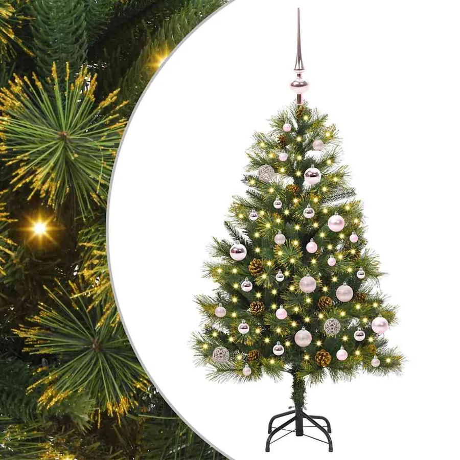 Sapin de Noël artificiel avec branches pliables et cônes 150 cm - 2