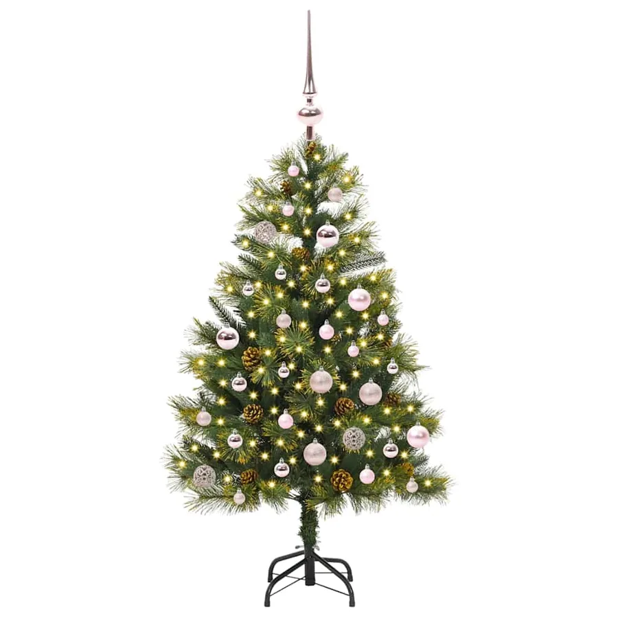Sapin de Noël artificiel avec branches pliables et cônes 150 cm - 3