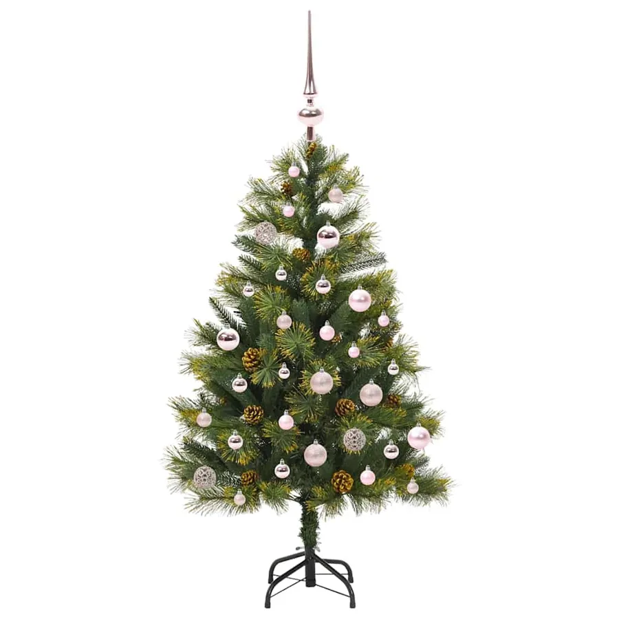 Sapin de Noël artificiel avec branches pliables et cônes 150 cm - 4