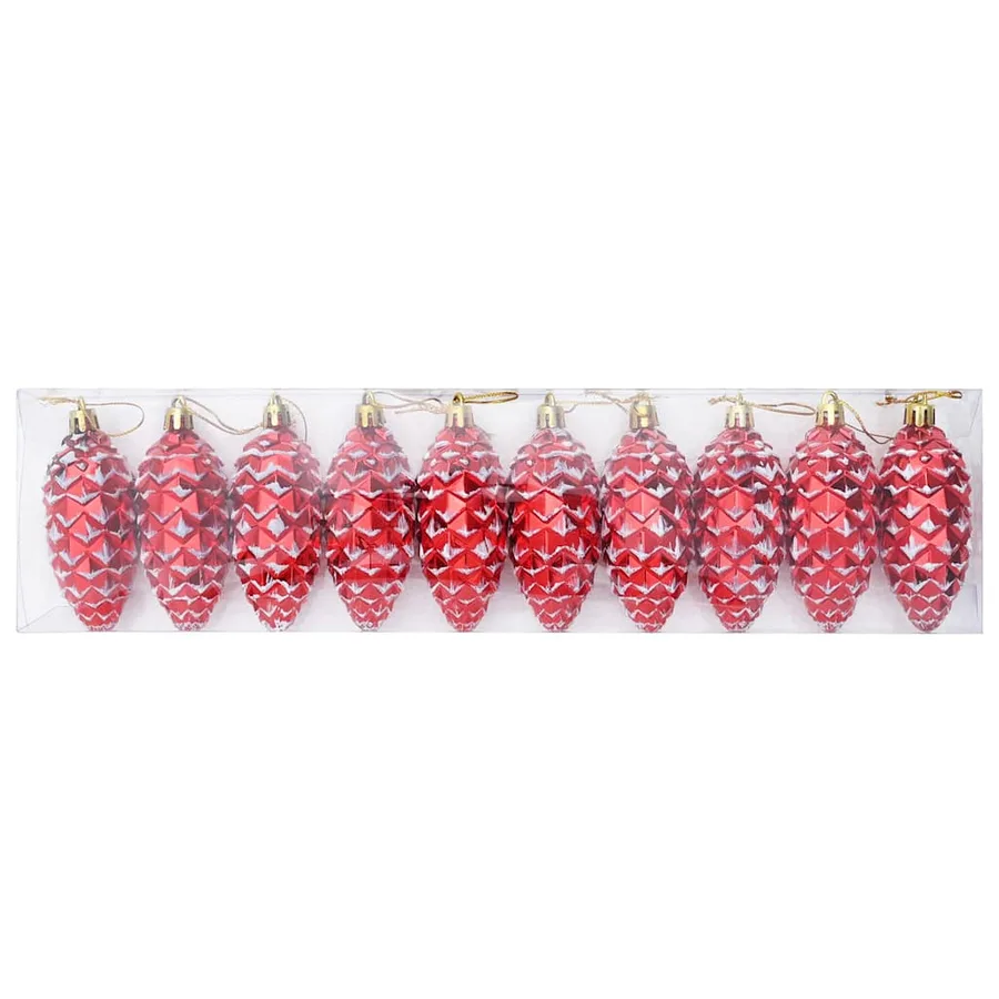 Boule de Pomme de Pin de Noël 40 pcs Rouge Plastique - 3