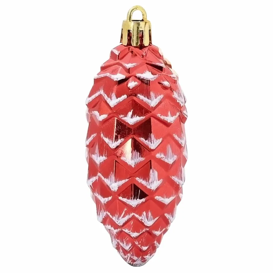 Boule de Pomme de Pin de Noël 40 pcs Rouge Plastique - 4